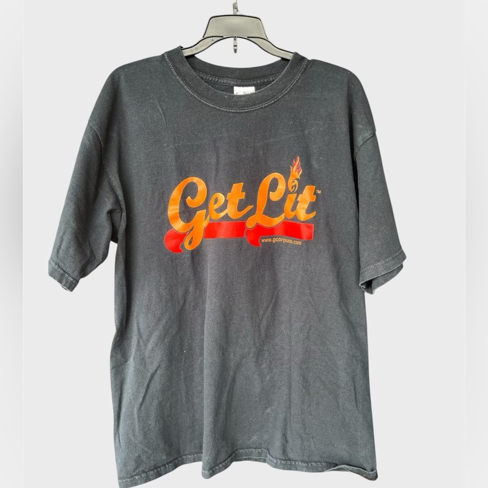 Black, red and orange fire, “Get Lit tee” #streetwear